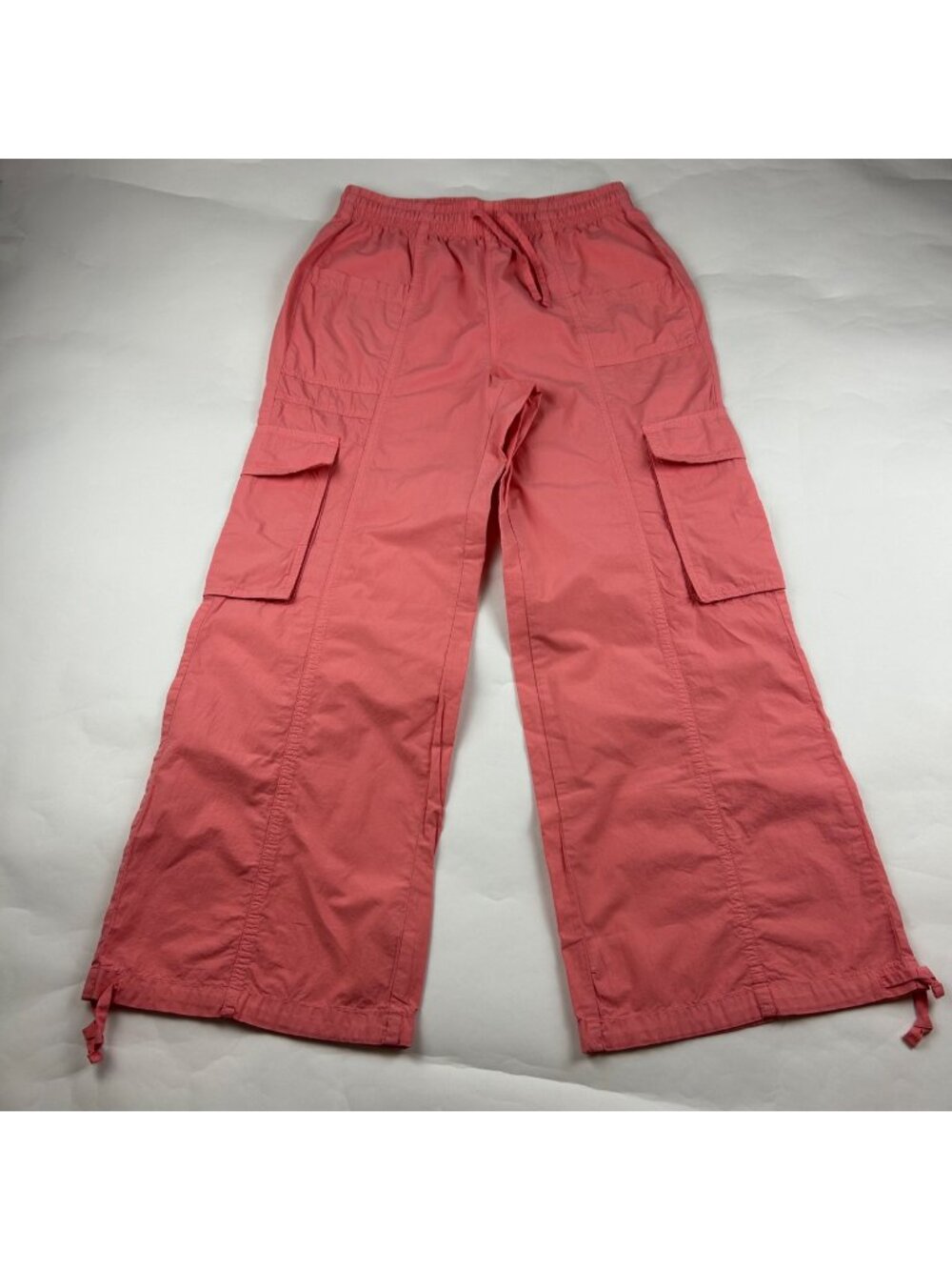 Aerie Coral Cotton Poplin Canvas Wide Leg Cargo Pant M New
